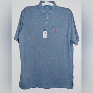 Mens johnnie-O Blue and Gray Polo Shirt medium nwt